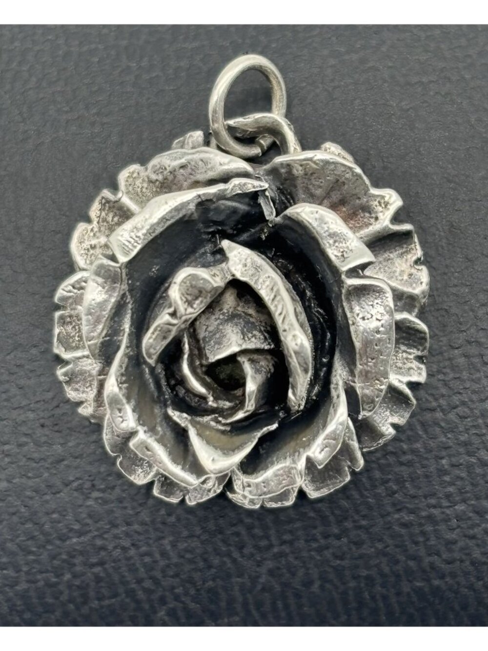 Artisan Made Rose Bloom Pendant in Sterling Silver 12 Gram Unsigned Pendant Only